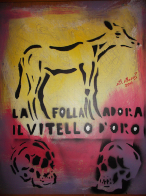 La folla adora il vitello d'oro